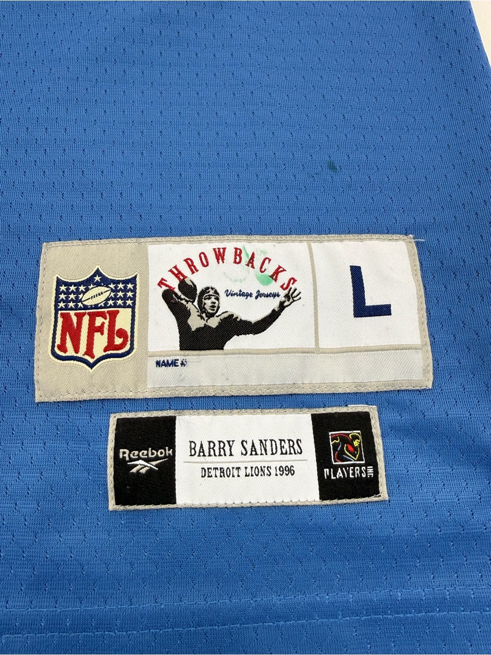 Vintage NFL Reebok Barry Sanders Detroit Lions Throwback Jersey Large Blue - Picture 4 of 16